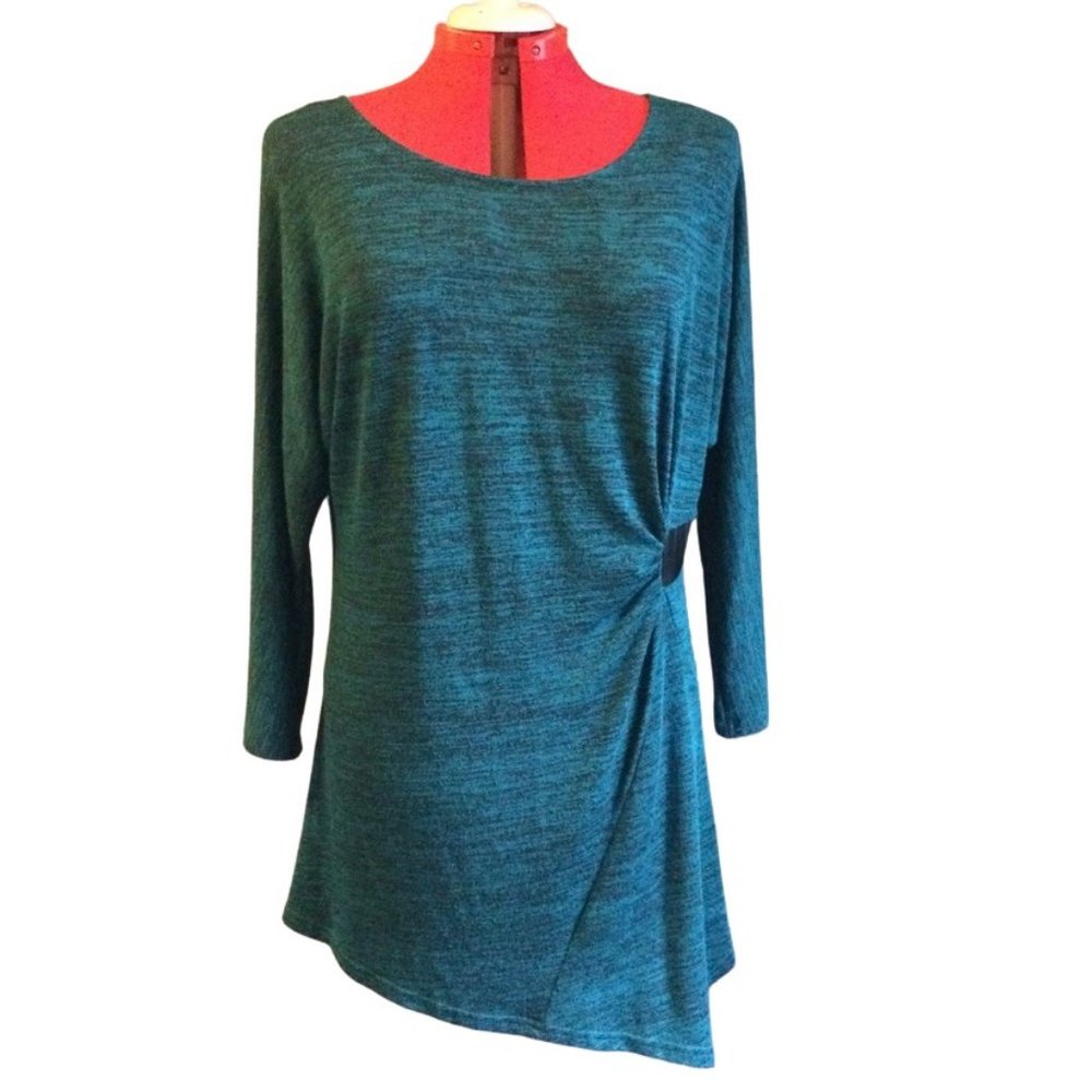 \\ Zac & Rachel Asymmetric Heathered Green Sweater Tunic Sz XL